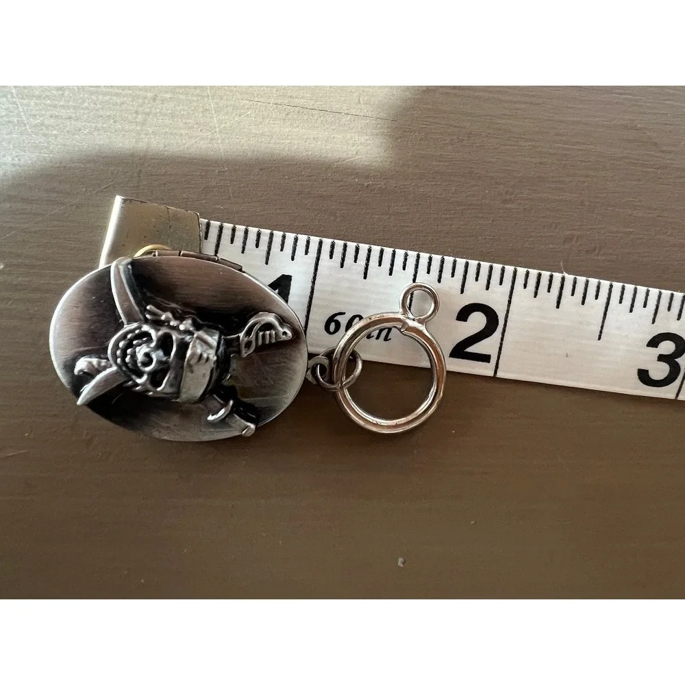 Disney Pirates of the Caribbean Locket Keychain Jack Sparrow Skull Silver Tone